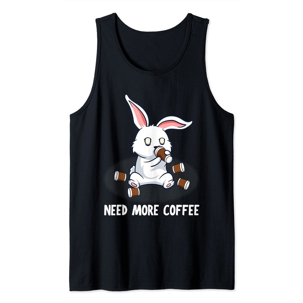 Need More Coffee Bunny Kawaii Coffee Bean Cafe Bunny Comic Tank Top