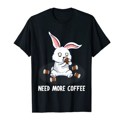 Need More Coffee Bunny Kawaii Coffee Bean Cafe Bunny Comic T-Shirt