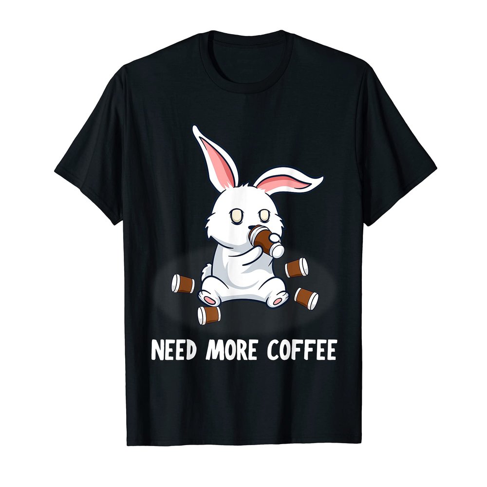 Need More Coffee Bunny Kawaii Coffee Bean Cafe Bunny Comic T-Shirt