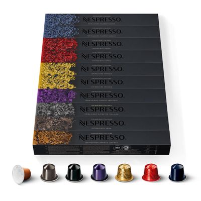 Nespresso Original Ispirazione Italiana - 100 Capsules: 20 Palermo Kazaar, 10 Ristretto Italiano, 10 Firenze Arpeggio, 20 Napoli, 20 Venezia, 10 Roma, 10 Genova Livanto