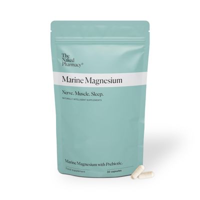 The Naked Pharmacy | Marine Magnesium | Sleep & Nerve/Muscle | Natural Supplements with Prebiotic Baobab | High Strength | No Additives | Vegan | 30 Capsules