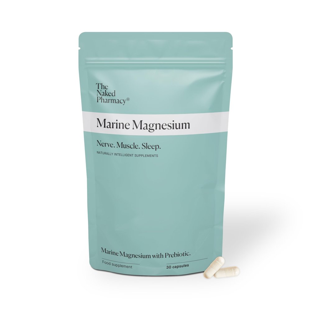 The Naked Pharmacy | Marine Magnesium | Sleep & Nerve/Muscle | Natural Supplements with Prebiotic Baobab | High Strength | No Additives | Vegan | 30 Capsules