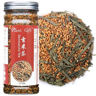Plant Gift Organic Green Tea - Loose Leaf Japanese Genmaicha Tea 170g/6oz  Genmai Matcha Roasted Brown Rice Blend