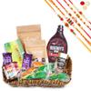 Jaiccha Ghasitaram Rakhi Gifts for Brothers Rakhi Chocolate - Brown Cane Like Basket of 18 Goodies with 5 Rakhis view 1