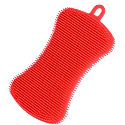 1pc Silicone Dishwashing Scrubber Kitchen Cleaning Sponge Bowl Pot Pan Brush Random Color