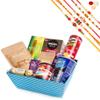 Jaiccha Ghasitaram Rakhi Gifts for Brothers - Perfect Basket Hamper of 10 Goodies with 5 Rakhis view 1