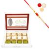 Ghasitaram Gifts Rakhi Gifts for Brothers Rakhi Sweets - Pure Kaju Badam Pista Barfi 12 pcs with Beads Rakhi view 1