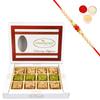 Ghasitaram Gifts Rakhi Gifts for Brothers Rakhi Sweets - Assortment of Premium Barfis Pista, Walnut and Pinenut 12pcs with Beads Rakhi view 1