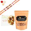 Ghasitaram Gifts Rakhi Gifts for Brothers Rakhi Sweets - Best of 2 Sugarfree Figs and Dates Bites, and Mamra Almonds with 2 Pearl Beads Rakhis view 1