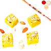 Ghasitaram Gifts Rakhi Gifts for Brothers Rakhi Sweets - Kesar mawa barfi 400 GMS with Beads Rakhi view 1