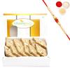 Ghasitaram Gifts Rakhi Gifts for Brothers Rakhi Sweets - Ghasitaram's Gulkand Kaju Katli 200 GMS with Beads Rakhi view 1