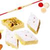 Ghasitaram Gifts Rakhi Gifts for Brothers Rakhi Sweets - Pure BADAM KATLI 200 GMS with Beads Rakhi view 1