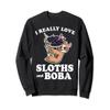 I Really Love Sloths and Boba Bubble Tea Anime Kawaii Sweatshirt view 1
