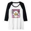 Womens Kawaii Cat Neko Eating Ramen Noodle Soup Japanese Aesthetic Raglan Baseball Tee view 1