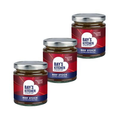 Bay's Kitchen Rich Concentrated Beef Stock 3 Pack - Stir In Cooking Stock for sauces and home recipes, Gluten-Free, Dairy-Free and Low Fodmap