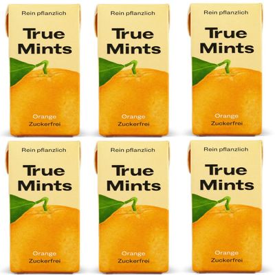True Mints Orange Flavour (12-pack) - Sugar Free Mints - Xylitol Mints - Fruit Pastilles - Sugar Free & Plantbased Travel Sweets with Natural Flavours