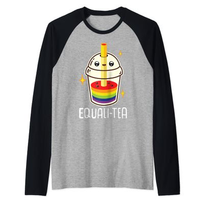 Equalitea Bubble Tea Mug Boba Tea Milk Gay LGBT Pride Kawaii Raglan Baseball Tee
