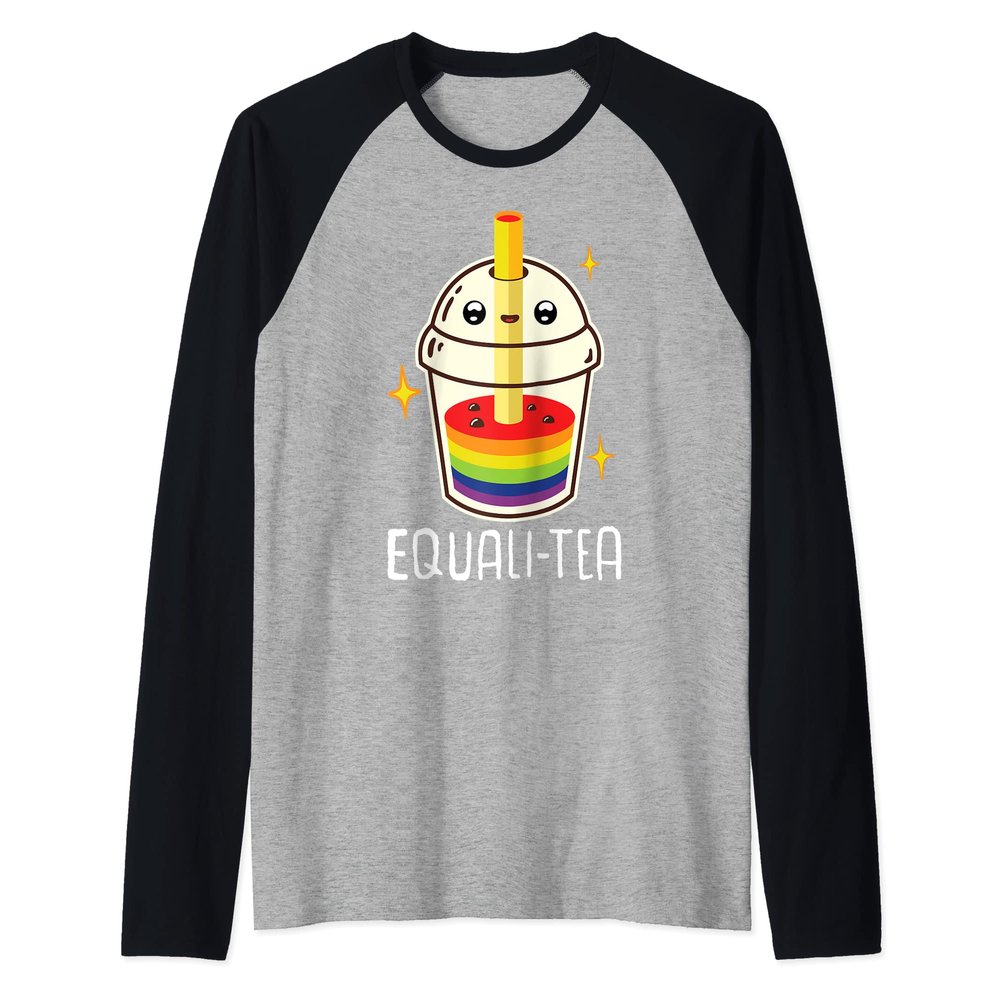Equalitea Bubble Tea Mug Boba Tea Milk Gay LGBT Pride Kawaii Raglan Baseball Tee