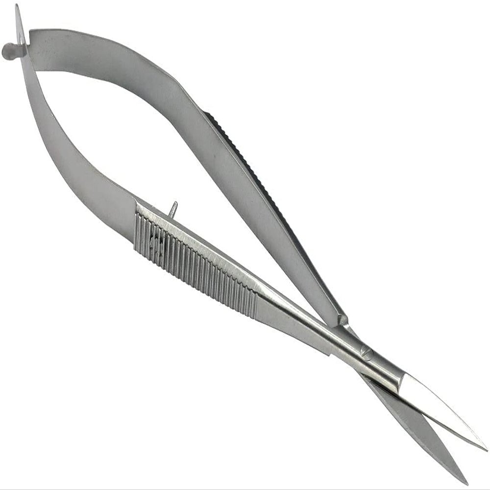 Millan Collection 4.5" Straight Stainless Steel Squeeze Scissors - Eyebrow Trimmer, Nose Hair Scissors, Facial Hair Grooming