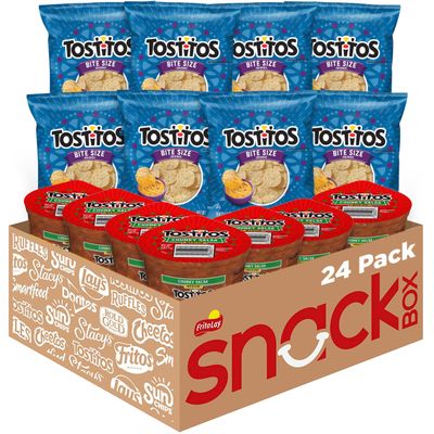 Frito Lay Tostitos Bitesize Round Chips and Salsa Dip Cups - Pack of 24