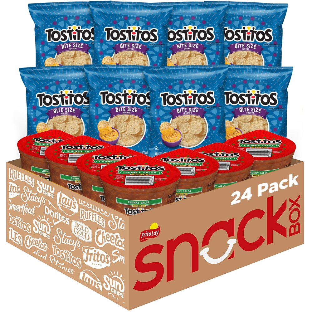 Frito Lay Tostitos Bitesize Round Chips and Salsa Dip Cups - Pack of 24