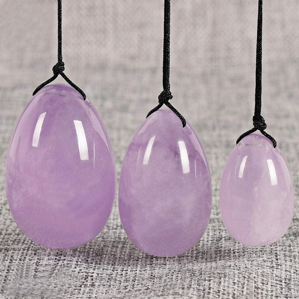 3pcs Yoni Egg Set Drilled Natural Jade Stone Massager Amethyst for Pelvic Kegel Exercise Ben Wa Balls Relaxtion