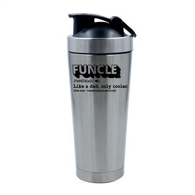 Getagift Funcle-Uncle Definition Funny Gift for Him, Fathers Day, Buddy Uncle, Secret Santa Birthday Present from Niece or Nephew 500ml Aluminum Shaker Bottle. (Silver)