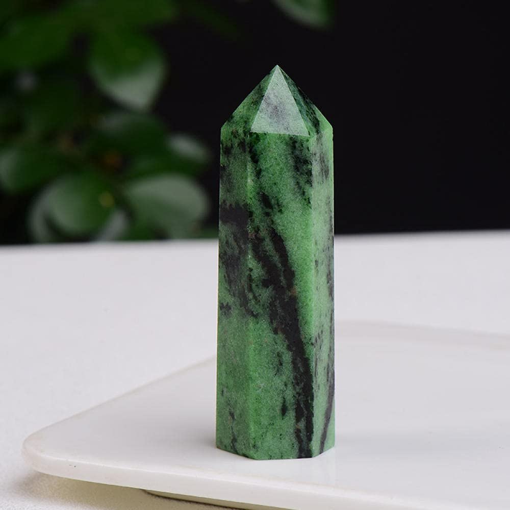 1PC Natural Point Magic Wand Faceted Prismatic Stone, Used for Meditation, Balance ore, Mineral Crafts, Home Decoration-Green_50-60mm