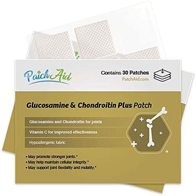 Patch Aid Glucosamin & Chondroitin Plus - 30 Daily Topical Patches. 100% Natural. High Absorption and More Bioavailable. Suitable for sensetive stomachs and bariatric.