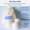 The Clean People 100% New Zealand Wool Dryer Balls - 3 Pack - for Laundry, Fabric Softening, Anti Static, No Lint, Odorless and Reusable view 3
