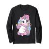 Kawaii Bubble Tea | Unicorn Boba Tea for Milk Tea Lover Long Sleeve T-Shirt view 1