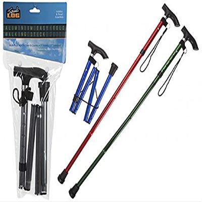 1 x FOLDING ALUMINIUM WALKING STICK (ADJUSTABLE HEIGHT) 4 ASSORTED COLOURS - 1 SENT AT RANDOM.