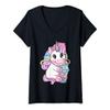 Womens Kawaii Bubble Tea | Unicorn Boba Tea for Milk Tea Lover V-Neck T-Shirt view 1