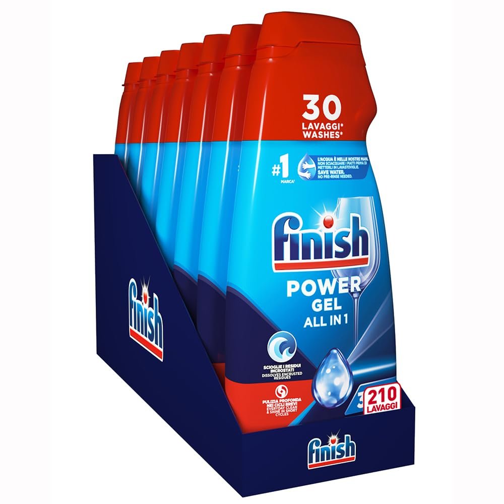 Finish Powergel Dishwasher Detergent, Dishwasher Gel, 210 Washes, 7 Packs of 30 Dishwashers Liquid Washers