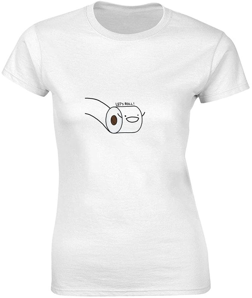 Let's Roll Happy Toilet Paper Women's T-Shirt bnft X-Large White