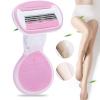 Manual Body Hair Shaver, Four Layer Incisive Blade Women Manual Body Hair Shaver Trimmer Portable Face Leg Hair Removal Tool Epilator Pink view 3