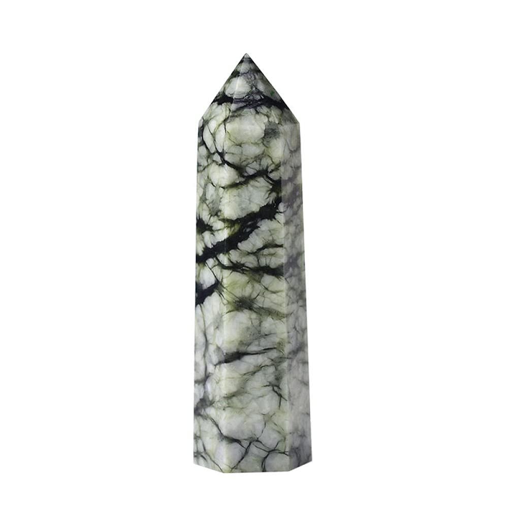 1PC Natural Crystal Point Tree Grain Stone Obelisk Tower Quartz Wand Ornament for Home Decor Energy Stone Pyramid-Tree Grain Stone_50-60mm