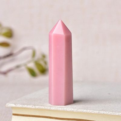 1PC Natural Stone Pink Opal Crystal Point Wand Energy Quartz Home Decoration Polished 50-80mm Stone Chakra Obelisk-Pink Opal_61-70mm