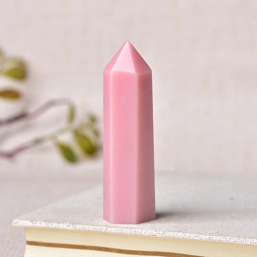 1PC Natural Stone Pink Opal Crystal Point Wand Energy Quartz Home Decoration Polished 50-80mm Stone Chakra Obelisk-Pink Opal_61-70mm
