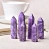 1pc Natural Crystal Point Obelisk Purple Quartz Tower Ornament for Home Decor Energy Stone Pyramid Gift-Natural Lapidolite_70-80mm view 2