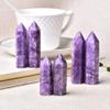 1pc Natural Crystal Point Obelisk Purple Quartz Tower Ornament for Home Decor Energy Stone Pyramid Gift-Natural Lapidolite_70-80mm view 3