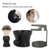 Shaving Brush Set Brush Stand Men Travel ABS + Nylon Home Black view 2