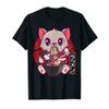 Funny Neko Cat Eating Ramen Noodles Noodle Kawaii Kitten T-Shirt view 1