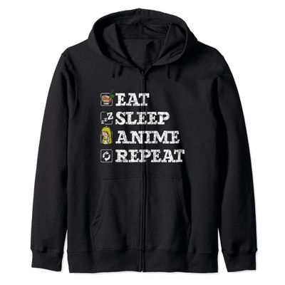 Eat Sleep Anime Repeat Ramen Noodles Japanese Ramen Anime Zip Hoodie
