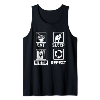 Ramen Noodles Kawaii Japanese Eat Sleep Anime Repeat Anime Tank Top