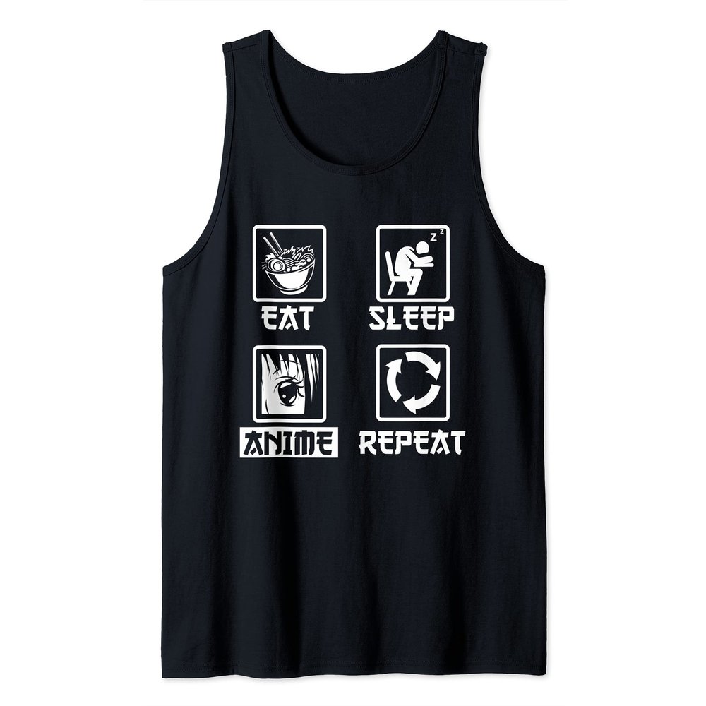 Ramen Noodles Kawaii Japanese Eat Sleep Anime Repeat Anime Tank Top
