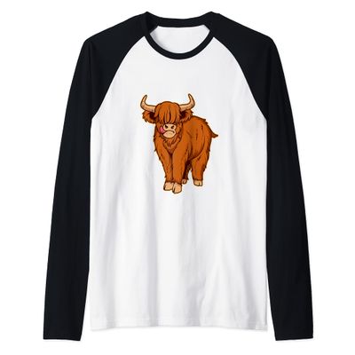Scottish Highland Cow Highland Cows Raglan Baseball Tee