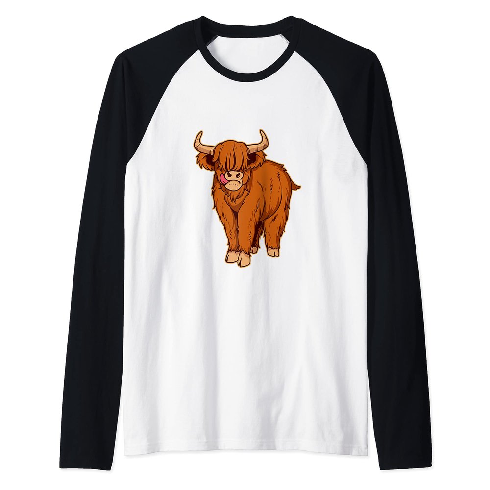 Scottish Highland Cow Highland Cows Raglan Baseball Tee