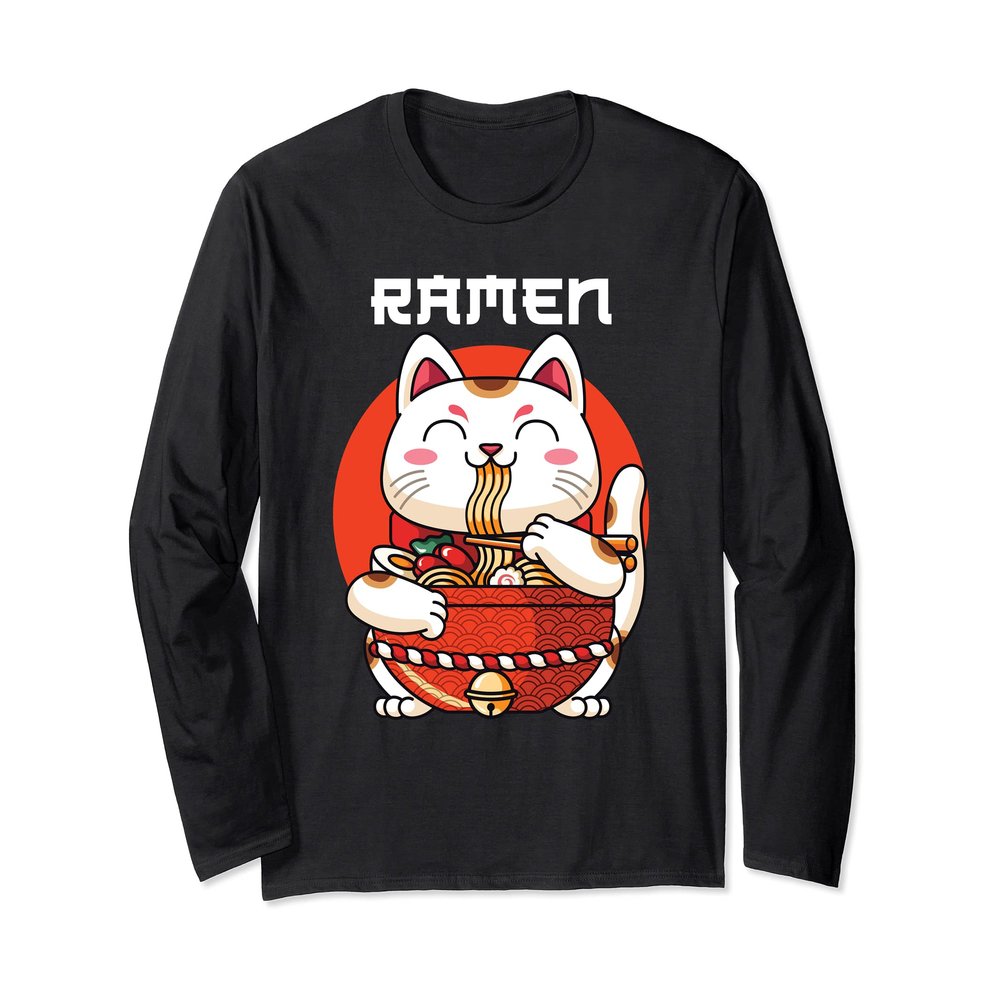 Ramen Maneki Neko Noodle Soup Long Sleeve T-Shirt