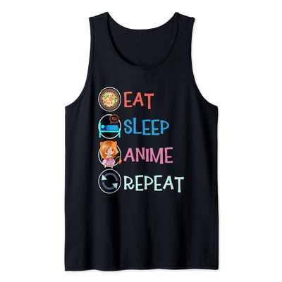 Eat Sleep Anime Repeat Japanese Ramen Noodles Kawaii Anime Tank Top